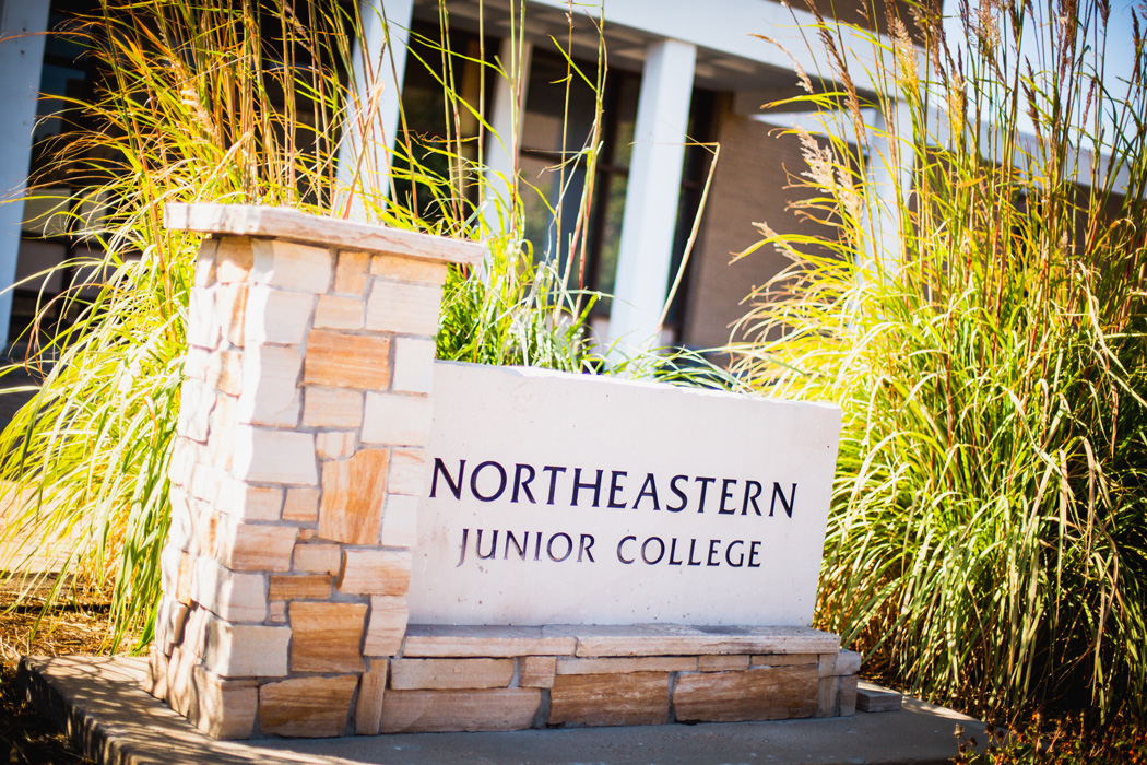 Sign that says Northeastern Junior College in front of Hays Student Center