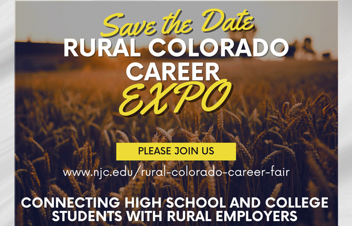 Save the date for the Rural Colorado Career Expo  This event is geared toward connecting high school and college students with rural employers.  When is the expo? November 20th, 2024 from 10am to 4pm.  Where is the expo? Northeastern Junior College, 100 College Ave, Sterling Colorado.  Please RSVP today by contacting Andrew Lyng 970-521-6691. 
