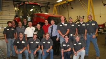 Representatives from Case IH, Wickham Tractor Company and the Colorado Young Farmers delivered a brand new Case IH 315 Magnum tractor to the diesel technology program at Northeastern Junior College last week. Students will spend three weeks preparing the tractor for delivery to farmers as part of the annual Colorado Young Farmers program that auctioned off blocks of hours of use of a brand new tractor to raise scholarship dollars for ag students. 