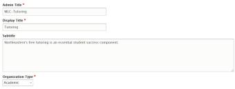 image of the input form for organizations